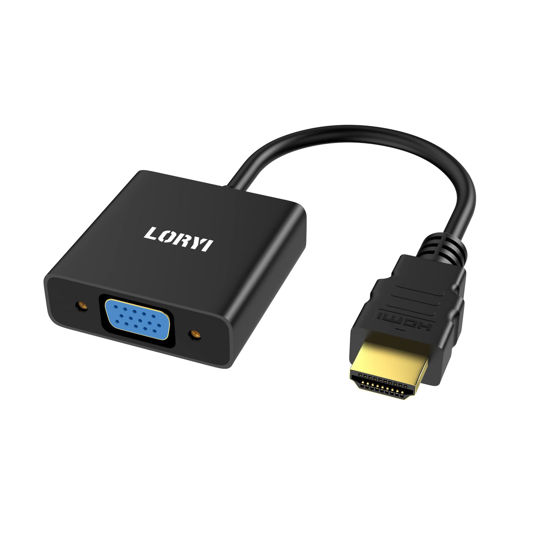 Picture of Loryi HDMI to VGA Adapter, HDMI Male to VGA Female Adapter 1080P@60Hz, Compatible for Computer, Desktop, Laptop, PC, Monitor, Projector, HDTV, Chromebook, Raspberry Pi, Roku, Xbox and More