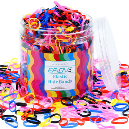 Picture of EAONE 1500 Girls Hair Bands Elastic Hair Ties Disposable Rubber Hair bands for Girls and Women with Box Packaged