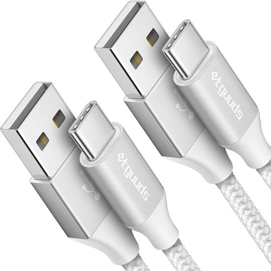 Picture of etguuds White USB C Cable 3ft Fast Charge, 2-Pack USB A to USB C Type Charger Cord for Samsung Galaxy S23 S22 S21 S20 S10 S10E, A10e A11 A13 A03s A52 A53, Z Fold 4 3/Flip 4 3 5G, Note 20 10 9, Moto G