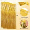 Picture of Birthday Party Decorations| 3 Pack 3.3 x 9.9 ft Gold Foil Fringe Curtains Party Supplies|Tinsel Curtain Backdrop for Parties, Glitter Streamers Backdrop for Birthday/Photo Booth Backdrops/Party Decor