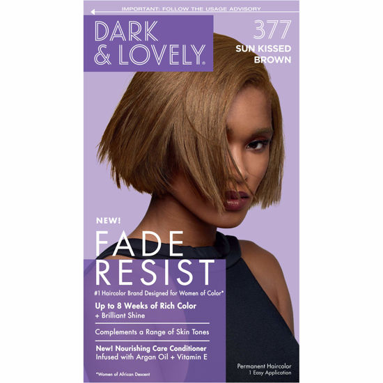 Picture of SoftSheen-Carson Dark and Lovely Fade Resist Rich Conditioning Hair Color, Permanent Hair Color, Up To 100 percent Gray Coverage, Brilliant Shine with Argan Oil and Vitamin E, Sun Kissed Brown