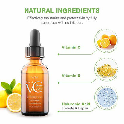 Picture of Vitamin C Serum 30% with Hyaluronic Acid and Vitamin E - Natural & Organic Vitamin C Serum for Face Eyes