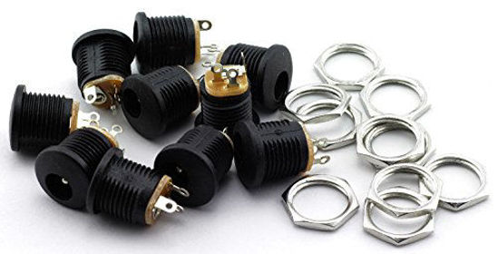 Picture of TOTOT 10 Pack 5.5mm x 2.1mm 3 Pin Female DC Power Jack Panel Mount Screw Nut Kit DC Socket Electrical Plug