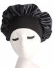 Picture of Harewom Satin Bonnet for Curly Hair Sleeping Wide Band Bonnets for Women Satin Shower Cap Black