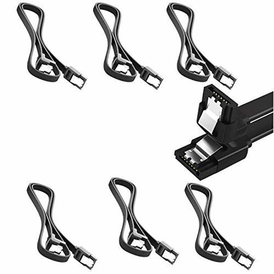 Picture of LIXINTIAN 6 Pack SATA III Cable, 90 Degree Right Angle SATA III 6.0 Gbps SATA Cable with Locking Latch 1.6ft/50cm Cable for SATA HDD, SSD, CD Driver, CD Write (Black)