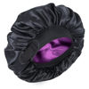 Picture of Silk Bonnet for Sleeping Double Layer Satin Bonnet Adjustable Bonnets for Black Women Sleep Cap Reversible Hair Bonnet for Curly Hair (Black and Purple)