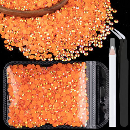 Picture of 4000pcs 4mm Resin Rhinestones Bulk, Orange AB Flatback Round Jelly Rhinestones Bedazzling Non Hotfix Crystal Gems Large Quantity Wholesale for DIY Crafts Clothes Bottles Tumblers Face Makeup Manicure