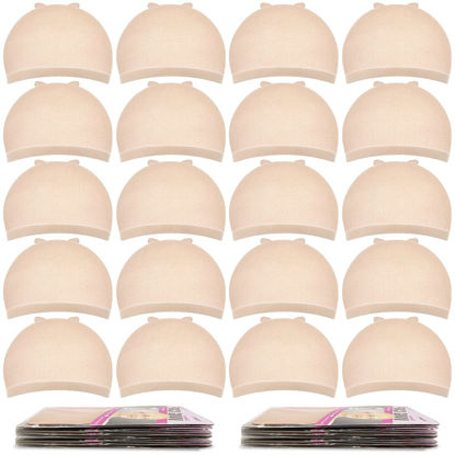 Picture of MORGLES Wig Cap, 20pcs Wig Caps Beige Stretchy Nylon Wig Caps for Women, Beige