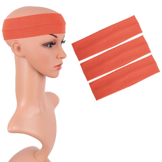 Picture of MapofBeauty 3 Pack Yoga Headbands Stretchy Cotton Head Band Hairwarp Sports Running Exercise Gym (Orange)