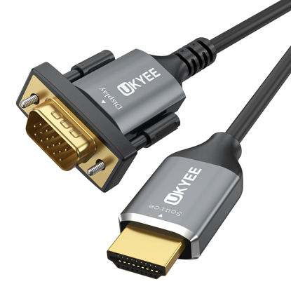 Picture of UKYEE HDMI to VGA Cable 3 feet, Gold-Plated Monitor Cable Adapter Compatible with Labtop,Desktop,PC, Monitor, Projector and More(NOT Compatible with MacBook or PS4) -Grey