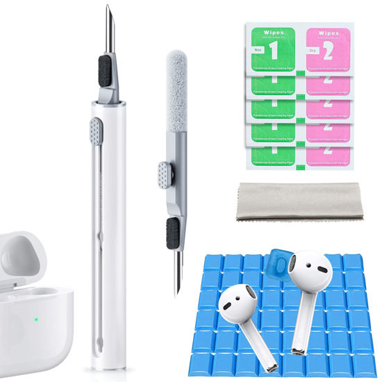 Picture of Airpods Cleaner Kit, Cleaning Kit for Airpods, Earbuds Wireless Earphones Cleaning Cleaner Kit, 3 in 1 Compact Portable Multifunctional Cleaning Kit (White)