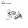 Picture of uxcell M2x3mm Phillips Screw Fastener Silver Tone 3.8mm Dia Screw Head for Laptop PC TV Fan Switch 50pcs