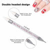 Picture of Nail Rhinestone Picker Dotting Tool with Extra 2 Wax Head, Dual-ended DIY Nail Art Tool With Pink Acrylic Handle (WHITE)