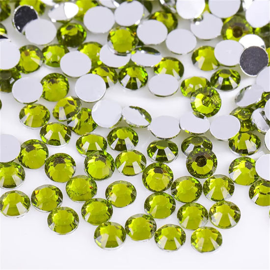 Picture of 3000 Pieces SS12 3mm Flatback Rhinestones Clear Glass Round Gems Crystals for Nail Art DIY Crafts Clothes Shoes Bags （Olive Green）