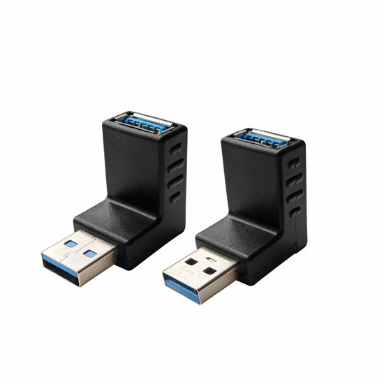 Picture of USB 3.0 Male to Female 90 Degree Right Angle Extension Adapter USB Upward and Downward Connector