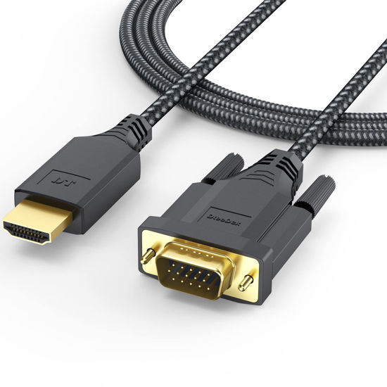 Picture of HDMI to VGA Cable Adapter 6ft Male to Male Active Cord Gold-Plated Connector Converter Connect Laptop Desktop to Monitor Projector HDTV - DteeDck