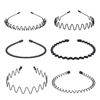 Picture of fenshine 6PCS Metal Hair Bands, Spring Wavy Hoop Unisex Black Headband Slicked Back Non Slip Sports Hairband for Women Men