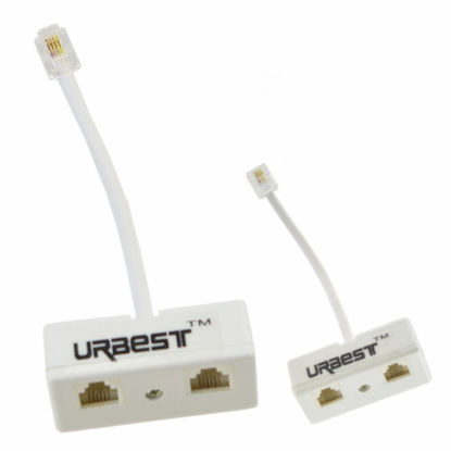 Picture of URBEST® 2Pcs 2-Way RJ11 US Telephone Plug to RJ11 Socket Adapter and Splitter for Landline Telephone