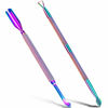 Picture of 2PCS Metal Chameleon Cuticle Pusher and Cutter Remover Salon Quality Stainless Steel Acetone Gel Nail Polish Peeler Scraper Durable Manicure and Pedicure Cleaner Tool For Fingernail and Toenail