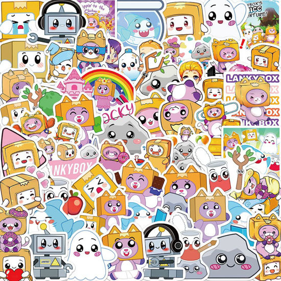 Picture of Lankybox Stickers 50Pcs Lankybox Toys Waterproof Stickers Pack for Water Bottle Laptop Luggage Notebook Phone Skateboard for Kids Teens Adult Girls