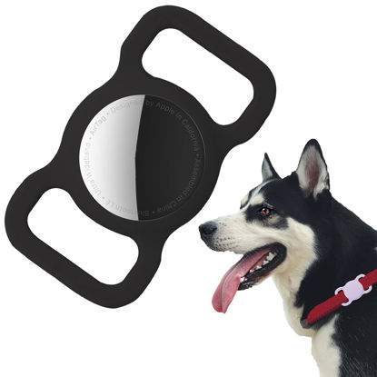 Picture of Protective Case Compatible for Airtag GPS Tracker, Fit for Dog Cat Collar Accessories Pet Loop Holder, Silicone Protective Case for air tag Lightweight Soft Anti Scratch Anti Lost(Black 1Pack)