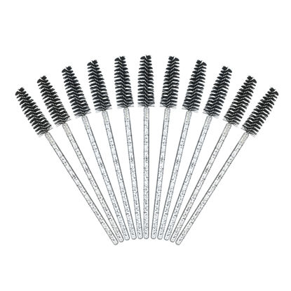 Picture of 200PCS Crystal Mascara Wands Disposable Eyelash Eyebrow Spoolie Brush for Makeup Eyelash Extensions (Black-200PCS)