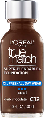 Picture of L'Oreal Paris Makeup True Match Super-Blendable Liquid Foundation, Dark Chocolate C12, 1 Fl Oz,1 Count