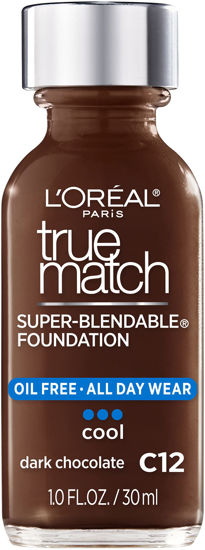 Picture of L'Oreal Paris Makeup True Match Super-Blendable Liquid Foundation, Dark Chocolate C12, 1 Fl Oz,1 Count