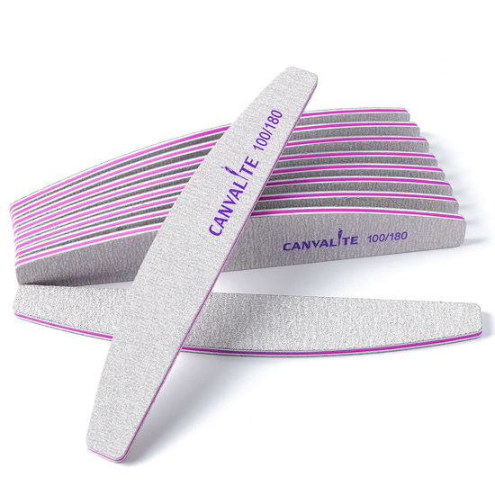 Picture of Canvalite 10 PCS Nail File Professional Nail Files Reusable Double Sided Emery Board(100/180 Grit) Nail Styling Tools for Home and Salon Use