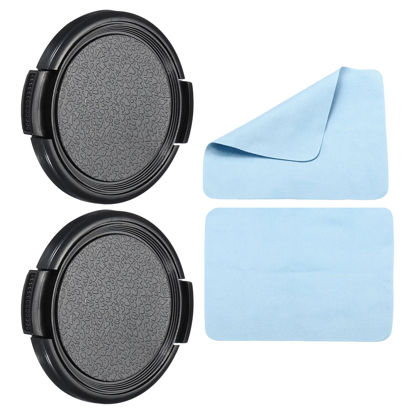 Picture of PATIKIL Camera Lens Cap, 2 Pack Sides Pinch Front Lens Cover with Microfiber Cleaning Cloth for 46mm Thread Universal DSLR Lenses