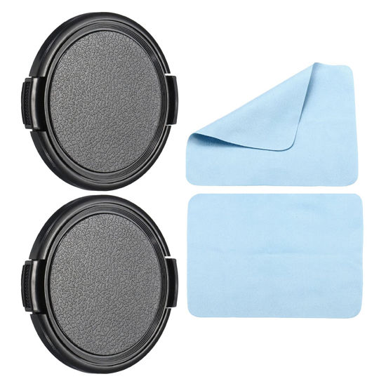 Picture of PATIKIL Camera Lens Cap, 2 Pack Sides Pinch Front Lens Cover with Microfiber Cleaning Cloth for 58mm Thread Universal DSLR Lenses