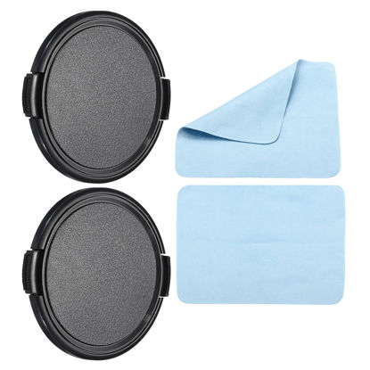 Picture of PATIKIL Camera Lens Cap, 2 Pack Sides Pinch Front Lens Cover with Microfiber Cleaning Cloth for 67mm Thread Universal DSLR Lenses