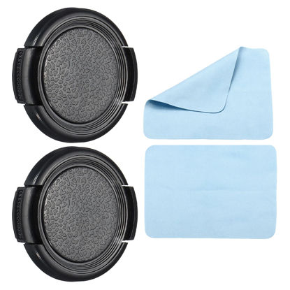 Picture of PATIKIL Camera Lens Cap, 2 Pack Sides Pinch Front Lens Cover with Microfiber Cleaning Cloth for 37mm Thread Universal DSLR Lenses