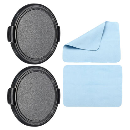 Picture of PATIKIL Camera Lens Cap, 2 Pack Sides Pinch Front Lens Cover with Microfiber Cleaning Cloth for 62mm Thread Universal DSLR Lenses