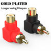 Picture of Warmstor RCA Male to RCA Female Connectors Right Angle 4-Pack, RCA M/F Adapters 90 Degree Elbow Gold-Plated (2 Black + 2 Red)