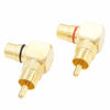 Picture of RCA Right Angle Adapter Gold-Plated 2-Pack 90 Degree RCA Adapter Plug Connector