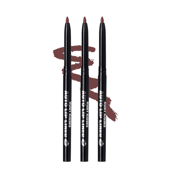 Picture of Ruby Kisses Auto Lip Liner Pencil, Long Lasting, Smooth Application Mechanical Lip Liner Pencil 3 PACK (Cocoa)