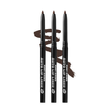 Picture of Ruby Kisses Auto Lip Liner Pencil, Long Lasting, Smooth Application Mechanical Lip Liner Pencil 3 PACK (Dark Brown)