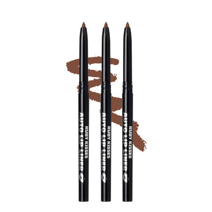 Picture of Ruby Kisses Auto Lip Liner Pencil, Long Lasting, Smooth Application Mechanical Lip Liner Pencil 3 PACK (Espresso)