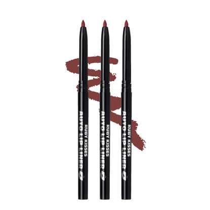 Picture of Ruby Kisses Auto Lip Liner Pencil, Long Lasting, Smooth Application Mechanical Lip Liner Pencil 3 PACK (Plum)