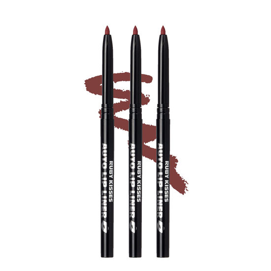 Picture of Ruby Kisses Auto Lip Liner Pencil, Long Lasting, Smooth Application Mechanical Lip Liner Pencil 3 PACK (Plum)