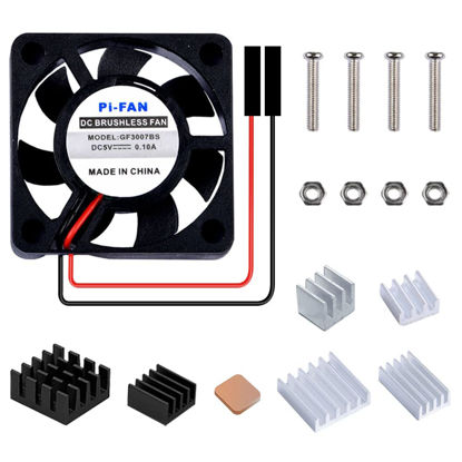 Picture of GeeekPi Raspberry Pi 4 Fan, Raspberry Pi Cooling Fan 30x30x7mm DC 5V Brushless CPU Cooling Fan with 7PCS Raspberry Pi Heatsink for Raspberry Pi 4 Model B,3B+,Pi 3 & Retroflag NESPI CASE Plus (1-Pack)