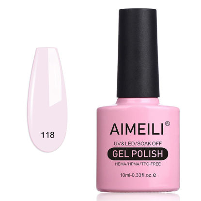 Picture of AIMEILI Soak Off U V LED Milky Pink Gel Nail Polish - Gardenia Jasminoides Ellis (118) 10ml