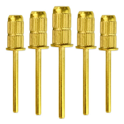 Picture of 5pcs - PANA 3/32” Standard Mandrel E-File Nail Drill Bits for Sanding Band and Manicure, Acrylics, and Gel Nails (Color: Gold)