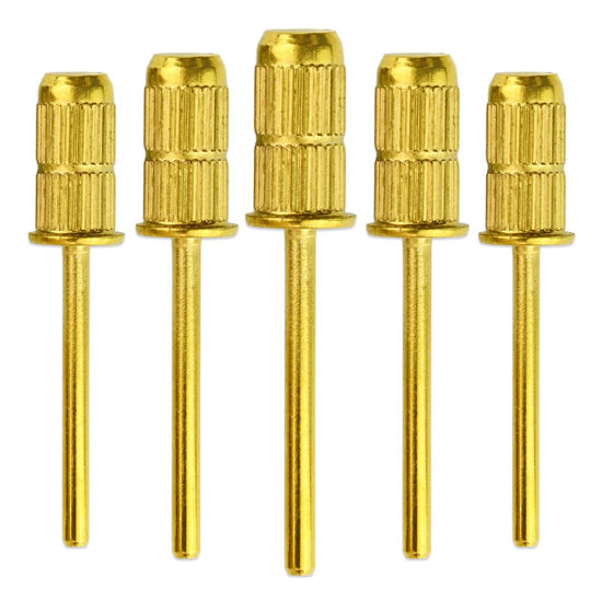 Picture of 5pcs - PANA 3/32” Standard Mandrel E-File Nail Drill Bits for Sanding Band and Manicure, Acrylics, and Gel Nails (Color: Gold)