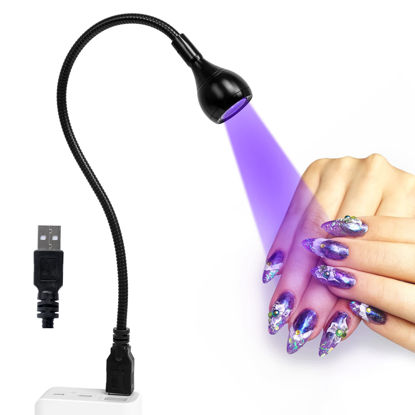 Picture of AORAEM LED Nail Lamp 3W LED Nail Portable Manicure Dryer Gel Polish Curing Light with Black Gooseneck for Gel Nails Tips USB Plug Play Nails Salon and Home DIY Nail Art