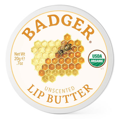 Picture of Badger - Unscented Lip Butter, Moisturizing Organic Coconut Oil, Beeswax, Sunflower & Olive Oil