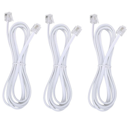 Picture of Telephone landline Extension Cord Cable Cord with Standard RJ-11 6P4C Plug (3Ft-3Pack, White)