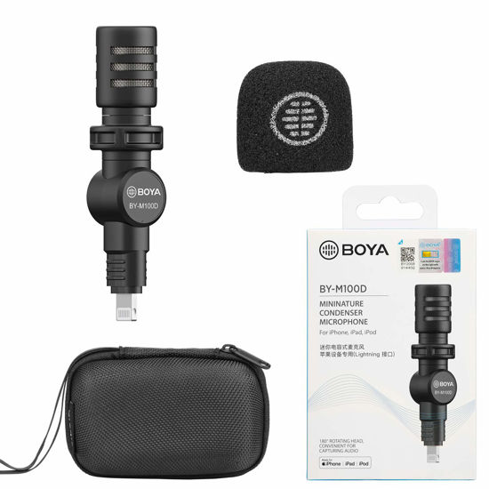 Picture of BOYA iPhone Microphone Vlog, BY-M100D Mini Shotgun Lightning Microphone Plug & Play for iOS Smartphones iPhone 13/12/10/x/8/7 iPad in Podcast Liverstream Tiktok YouTube Video