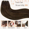 Picture of LAAVOO Ombre Brown Weft Hair Extensions Ombre Dark Brown to Light Brown 14inch 80g Sew in Hair Extensions Real Human Hair Bundles Weave Extensions Human Hair Soft Straight